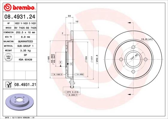 Brembo 08.4931.21 - Brake Disc onlydrive.pro