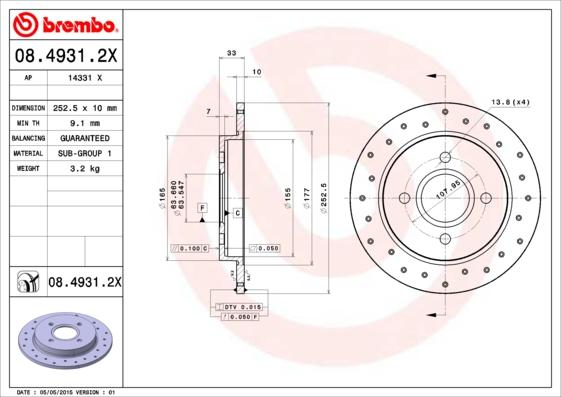 Brembo 08.4931.2X - Brake Disc onlydrive.pro