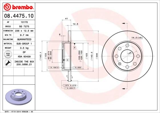 Brembo 08.4475.10 - Jarrulevy onlydrive.pro