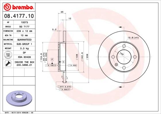 Brembo 08.4177.10 - Jarrulevy onlydrive.pro