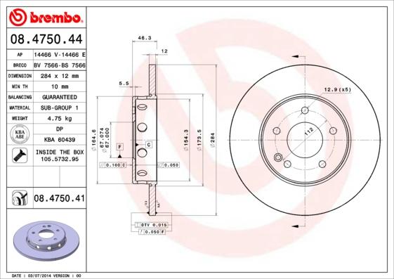 Brembo 08.4750.41 - Brake Disc onlydrive.pro
