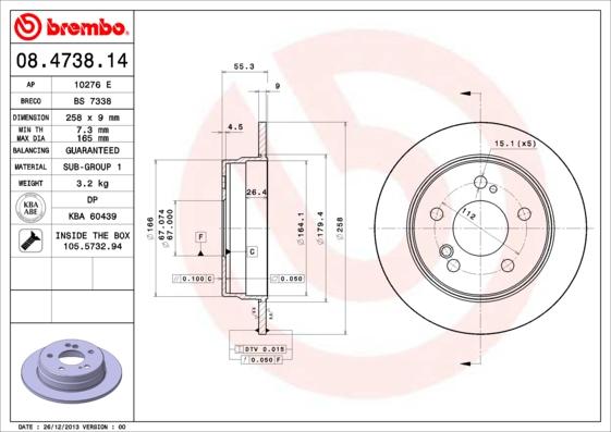 Brembo 08.4738.14 - Brake Disc onlydrive.pro