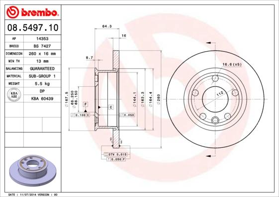 Brembo 08.5497.10 - Jarrulevy onlydrive.pro