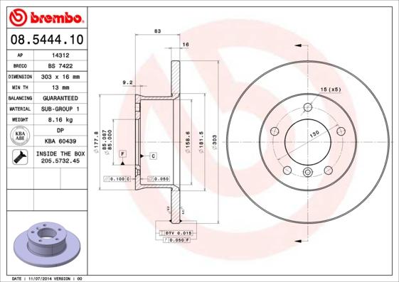 Brembo 08.5444.10 - Brake Disc onlydrive.pro