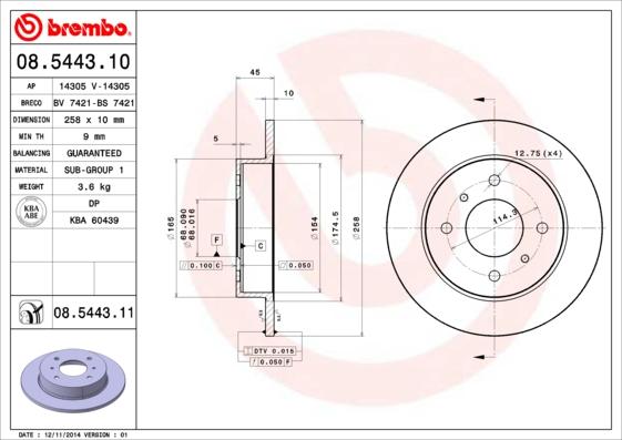 Brembo 08.5443.11 - Brake Disc onlydrive.pro