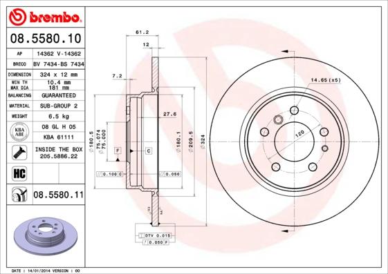 Brembo 08.5580.11 - Brake Disc onlydrive.pro