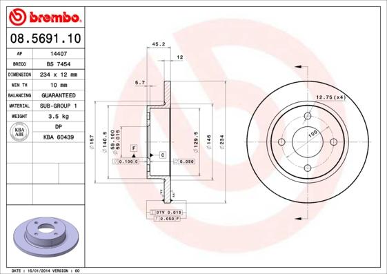 Brembo 08.5691.10 - Brake Disc onlydrive.pro