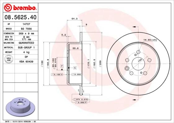 Brembo 08.5625.40 - Brake Disc onlydrive.pro