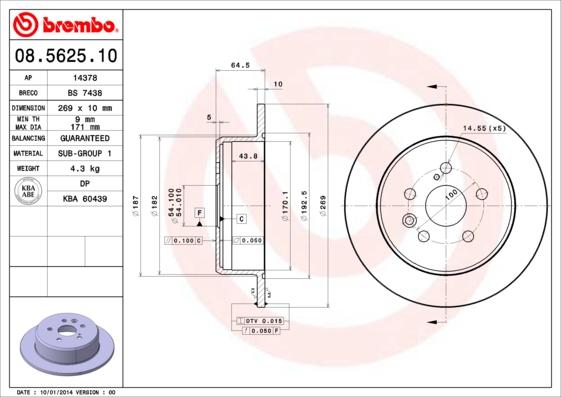 Brembo 08.5625.10 - Brake Disc onlydrive.pro