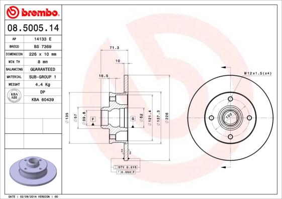 Brembo 08.5005.14 - Brake Disc onlydrive.pro