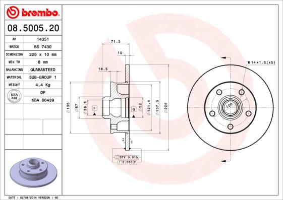 Brembo 08.5005.20 - Brake Disc onlydrive.pro