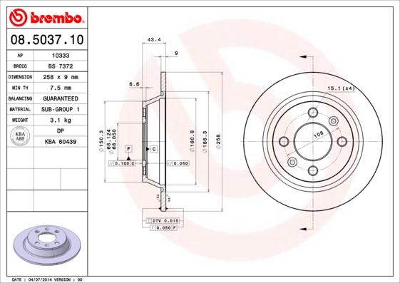 Brembo 08.5037.10 - Brake Disc onlydrive.pro
