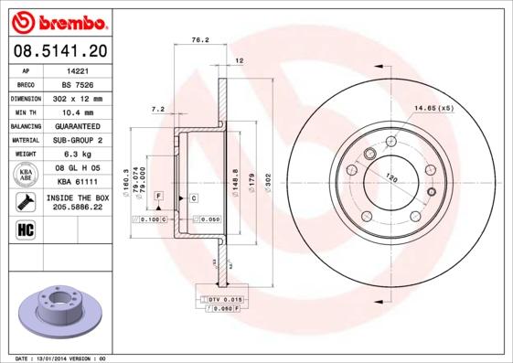 Brembo 08.5141.20 - Brake Disc onlydrive.pro