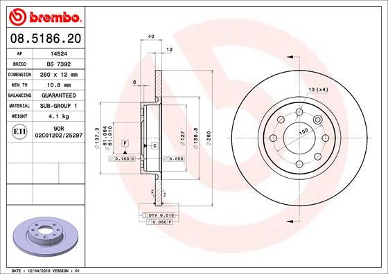 Brembo 08.5186.20 - Brake Disc onlydrive.pro