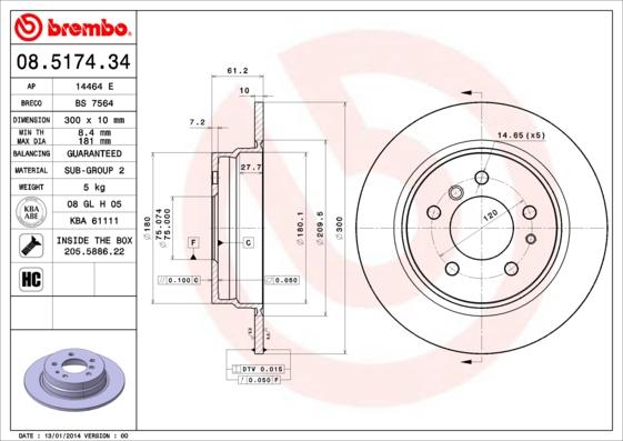 Brembo 08.5174.34 - Brake Disc onlydrive.pro