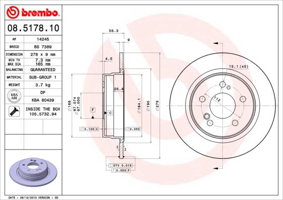 Brembo 08.5178.10 - Тормозной диск onlydrive.pro