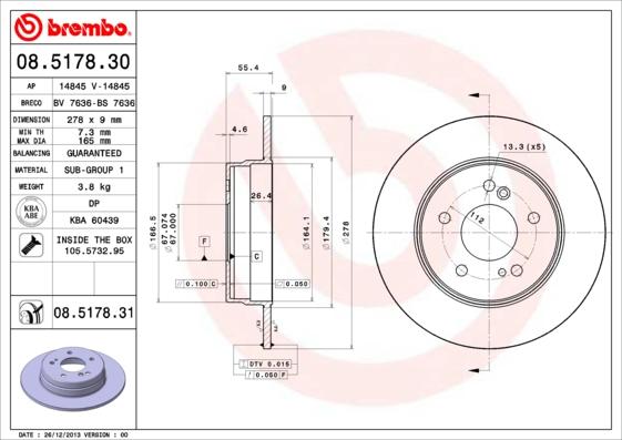 Brembo 08.5178.31 - Brake Disc onlydrive.pro