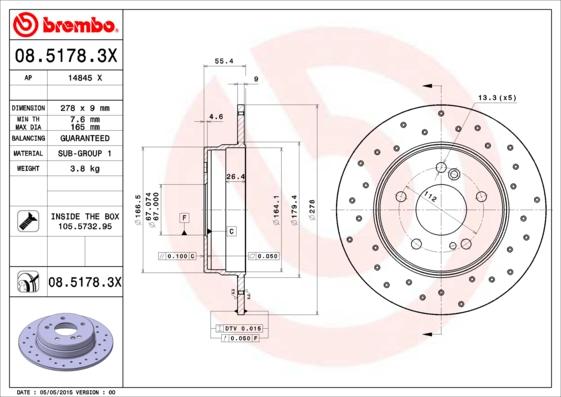 Brembo 08.5178.3X - Brake Disc onlydrive.pro