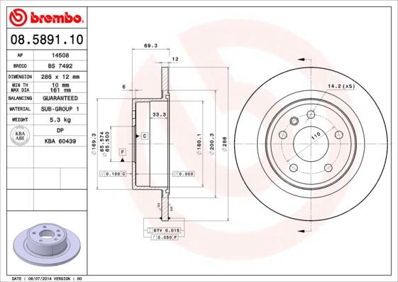 Brembo 08.5891.10 - Jarrulevy onlydrive.pro