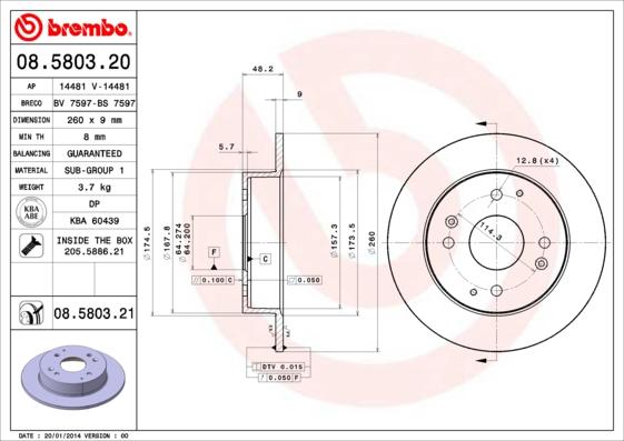 Brembo 08.5803.21 - Brake Disc onlydrive.pro