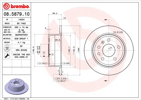 Brembo 08.5879.10 - Brake Disc onlydrive.pro