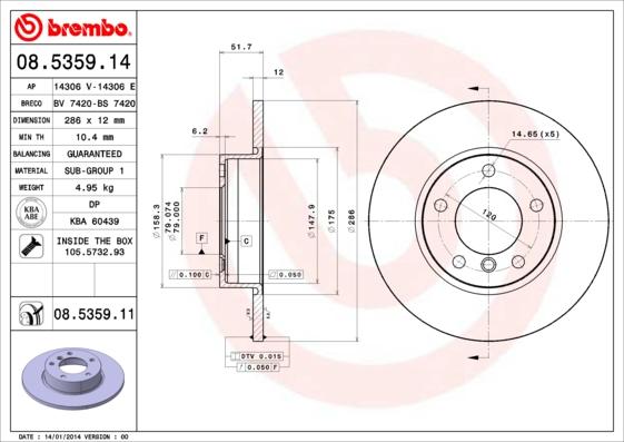 Brembo 08.5359.11 - Brake Disc onlydrive.pro