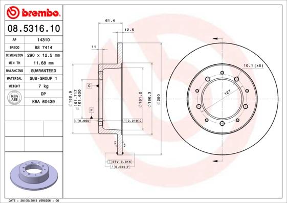 Brembo 08.5316.10 - Brake Disc onlydrive.pro