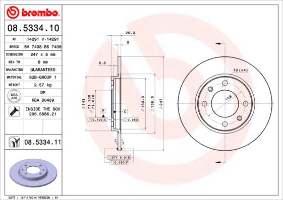 Brembo 08.5334.11 - Brake Disc onlydrive.pro