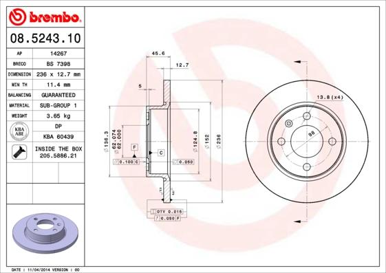 Brembo 08.5243.10 - Brake Disc onlydrive.pro