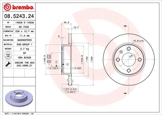 Brembo 08.5243.24 - Brake Disc onlydrive.pro