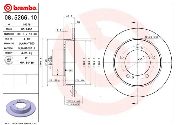 Brembo 08.5266.10 - Brake Disc onlydrive.pro