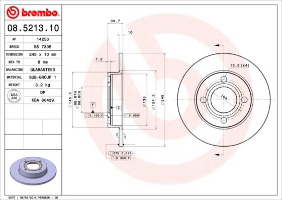 Brembo 08.5213.10 - Brake Disc onlydrive.pro