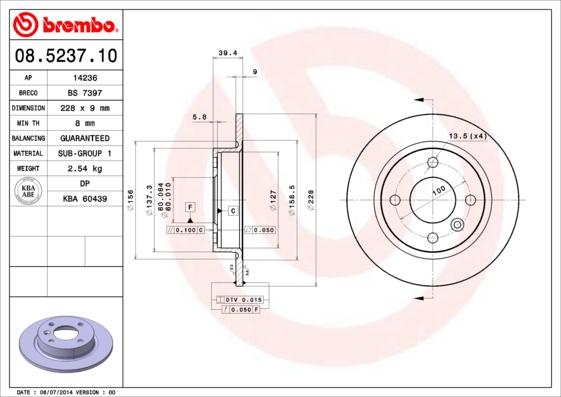 Brembo 08.5237.10 - Brake Disc onlydrive.pro