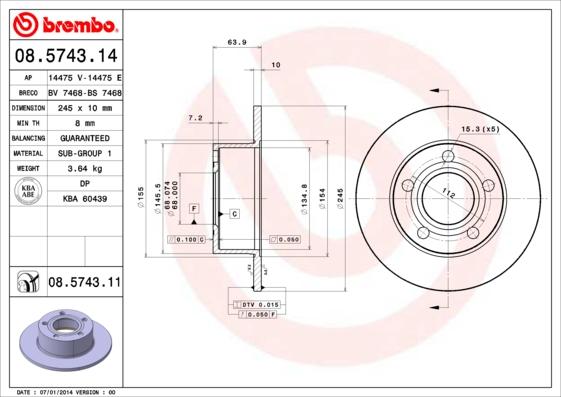 Brembo 08.5743.11 - Brake Disc onlydrive.pro