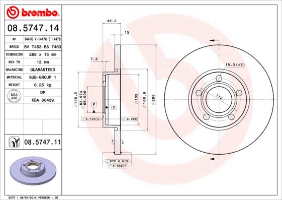 Brembo 08.5747.11 - Brake Disc onlydrive.pro