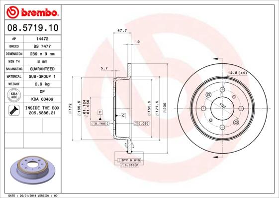 Brembo 08.5719.10 - Brake Disc onlydrive.pro
