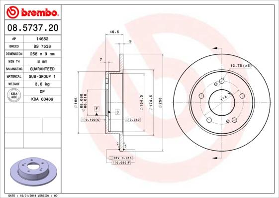Brembo 08.5737.20 - Brake Disc onlydrive.pro