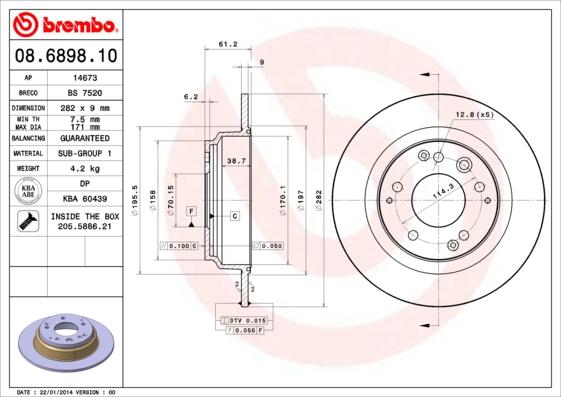 Brembo 08.6898.10 - Brake Disc onlydrive.pro