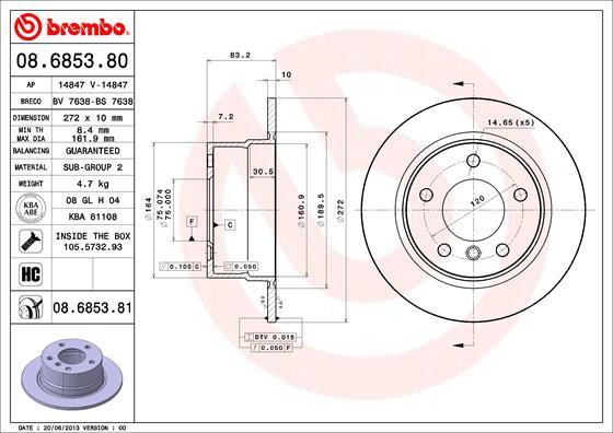 Brembo 08.6853.81 - Brake Disc onlydrive.pro