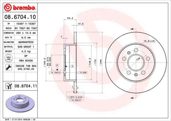 Brembo 08.6704.11 - Brake Disc onlydrive.pro