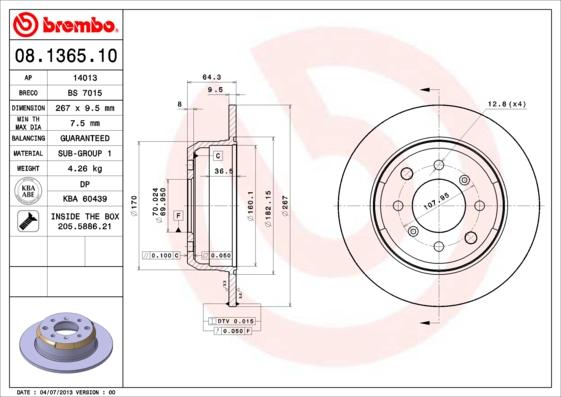 Brembo 08.1365.10 - Brake Disc onlydrive.pro