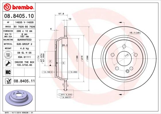 Brembo 08.8405.11 - Brake Disc onlydrive.pro
