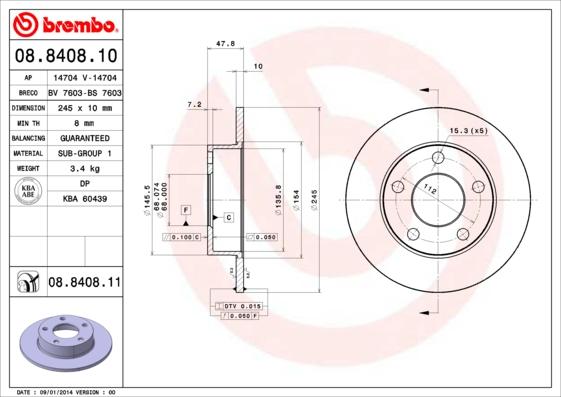 Brembo 08.8408.11 - Brake Disc onlydrive.pro