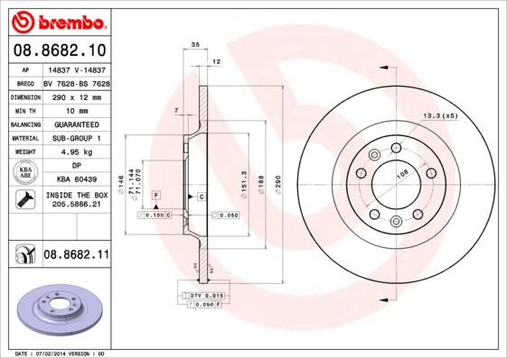 Brembo 08.8682.11 - Brake Disc onlydrive.pro