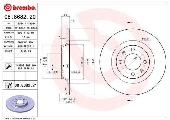 Brembo 08.8682.21 - Brake Disc onlydrive.pro