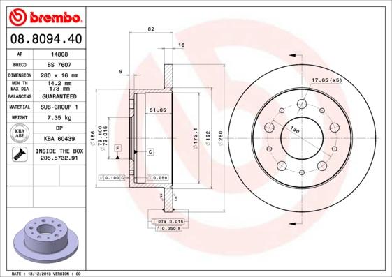 Brembo 08.8094.40 - Jarrulevy onlydrive.pro