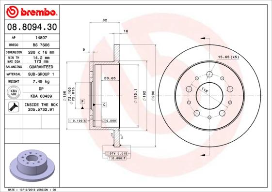 Brembo 08.8094.30 - Brake Disc onlydrive.pro