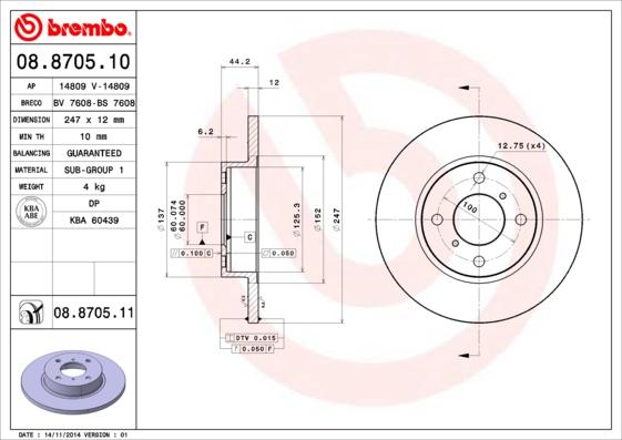 Brembo 08.8705.11 - Brake Disc onlydrive.pro