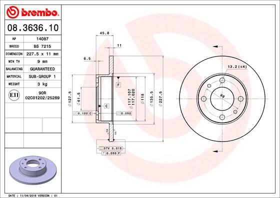 Brembo 08.3636.10 - Brake Disc onlydrive.pro