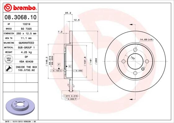 Brembo 08.3068.10 - Brake Disc onlydrive.pro